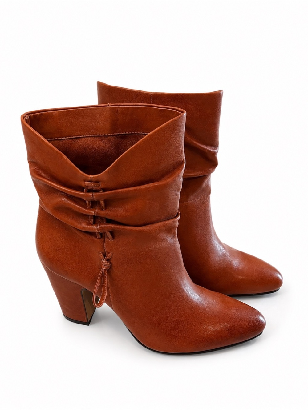 VINCE CAMUTO cognac slouch ankle boots western boho festival heel